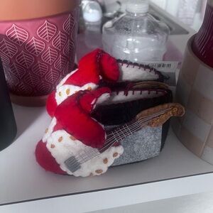 Red and White Kids Shoes with Guitar Design